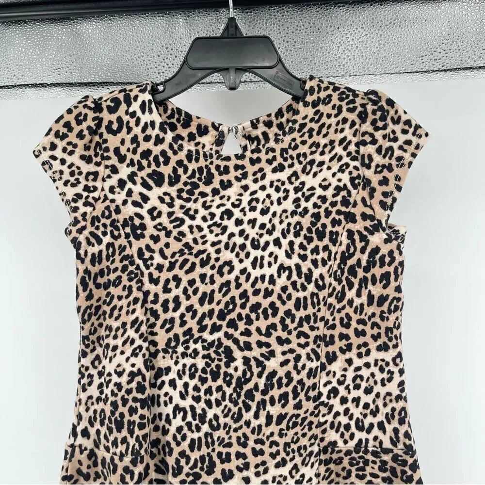 Gymboree Girl’s Leopard Print Drop Waist Knit Short Sleeve Dress Size 6